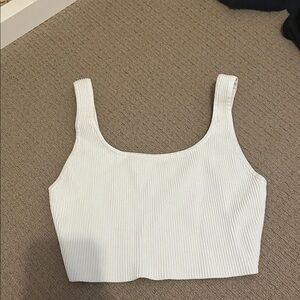 Babaton White Ribbed Crop Top